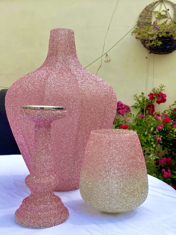 Pink Glass Beaded Decor Set For Home